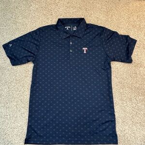 Antigua TEXAS Rangers Navy Patterned Polo Shirt, Sz. Medium